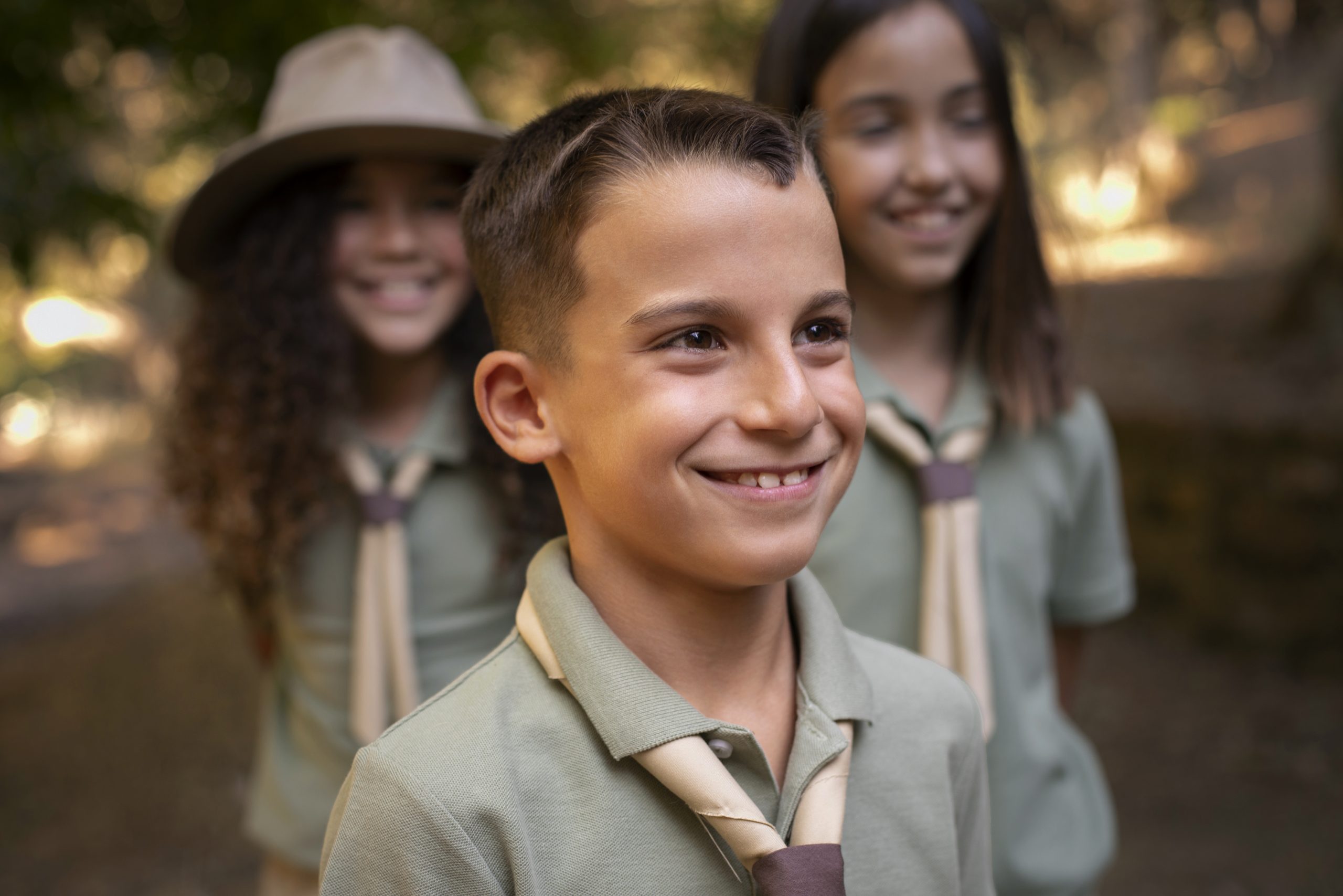 boy scouts spending time nature